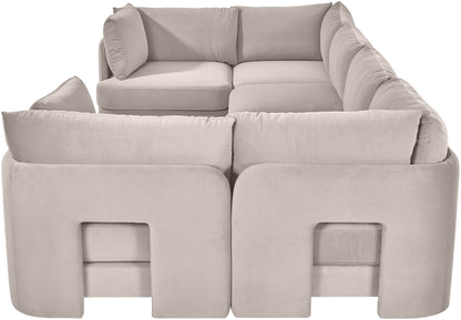 Hammond - Velvet Performance Fabric Upholstered 6 Piece U-Shaped Sectional