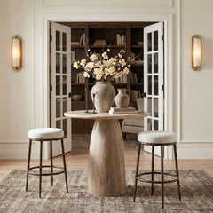 Ferro - Performance Fabric Upholstered Backless Bar Stool - Antique Bronze