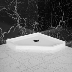 Neo Angle Corner Drain Shower Base - White