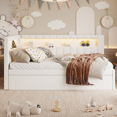 Upholstered Platform Bed With USB Ports And LED Belt