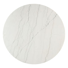 Edwyn - Round Dining Table - White Natural Marble Top & Espresso