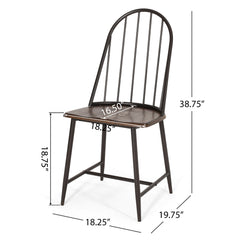 Rustic Farmhouse Style Dining Chair With Spindle Backrest - Dark Brown