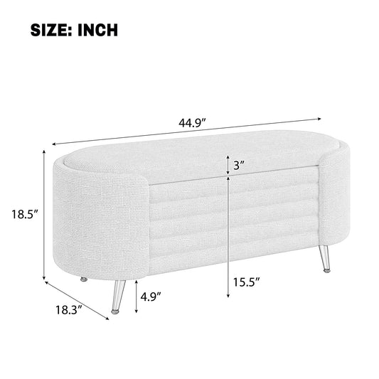 Modern Oval Storage Ottoman With Upholstery