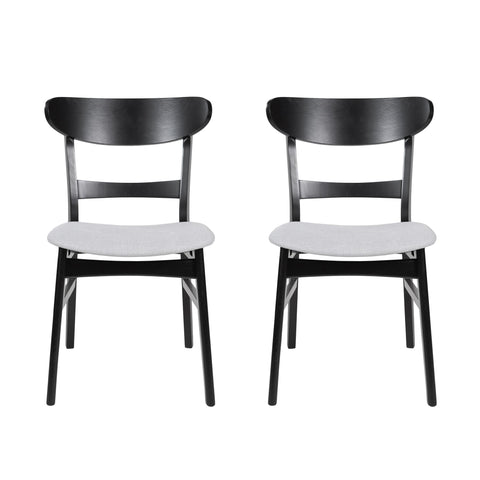 Mid Century Dining Chairs With Cushioned Seats And Wood Frame (Set of 2)