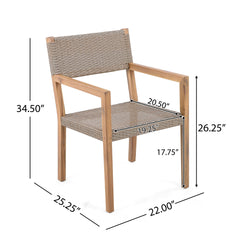 Outdoor Dining Chairs For Patios, Gardens (Set of 2) - Light Brown Multi / Light Teak
