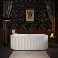 67" Freestanding Solid Surface Bathtub, Luxury Engineered Stone Resin Freestanding Soaking Bathtub With Overflow And Pop-Up Drain Cupc Certified 23S13-67 - Matte White