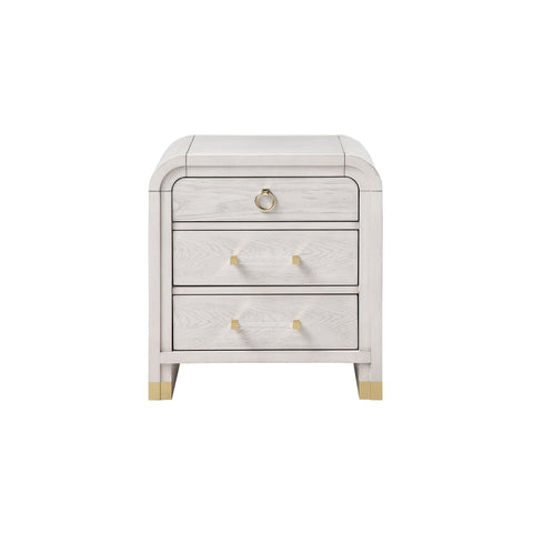 Malco - Nightstand With Spacious Drawer And Gold Metal Fluted Detailing - Black White