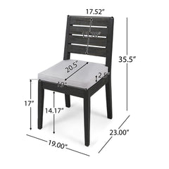 Patio Armless Dining Chair With Laid Back Slat Panel Design - Light Gray