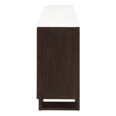 Edwyn - Server With Fireplace - Natural Marble Top & Espresso