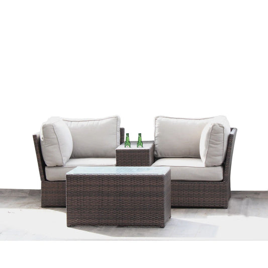 Handcrafted 2 Piece Outdoor Rattan Seating Group With Cushions - Espresso
