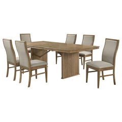 Dreydon - 7 Piece Dining Set With Upholstered Chairs - Light Brown