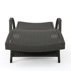 Salem - Contemporary Wicker Chaise Lounge With Arm, Weather Resistant