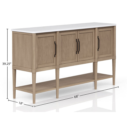 Cement Topped Server With Cane Insets - Sand