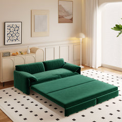 Queen Pull Out Sofa Bed, 3 In 1 Convertible Sleeper Sofa With Side Storage For Living Room - Green