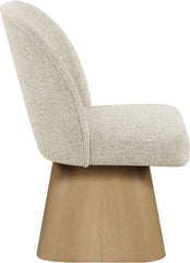 Marlowe - Linen Textured Fabric Upholstered Swivel Dining Side Chair - Stained Natural