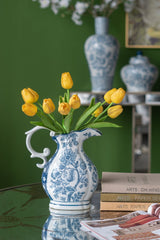 Round Table With Elegant Foral Design And Mirrored