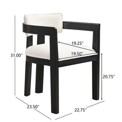 Modern Boucle Fabric Dining Chair With Armrest