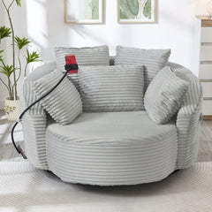 Swivel Accent Barrel Chair With Adjustable Phone Holder, 5 Pillows For Living Room