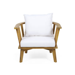 Outdoor Club Chair With Curved Backrest And Frame - White