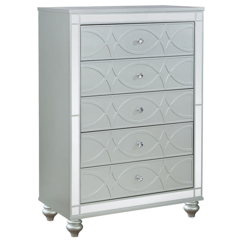 Arabesque - 5 Drawer Bedroom Chest - Silver