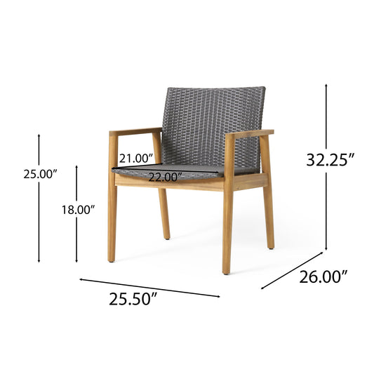 Tranquilize - Outdoor Wooden Club Chair With Woven Wicker Seat And Back (Set of 2) - Natural