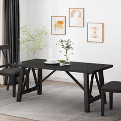 Farmhouse Style Dining Table With Wood Like Top