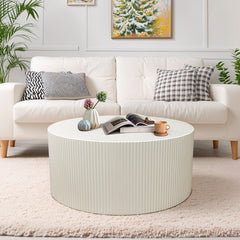 Modern Wave Stripe Round Coffee Table With Spacious Top