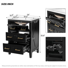 Bathroom Vanity With Sink, Free Standing Single Set, 3 Drawer Storage Cabinet