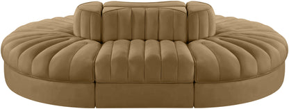 Rummi - Oval Velvet Performance Fabric Upholstered 6 Piece Modular Sectional