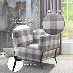 Niamey II - Accent Chair - Pattern Fabric & Metal Frame Black