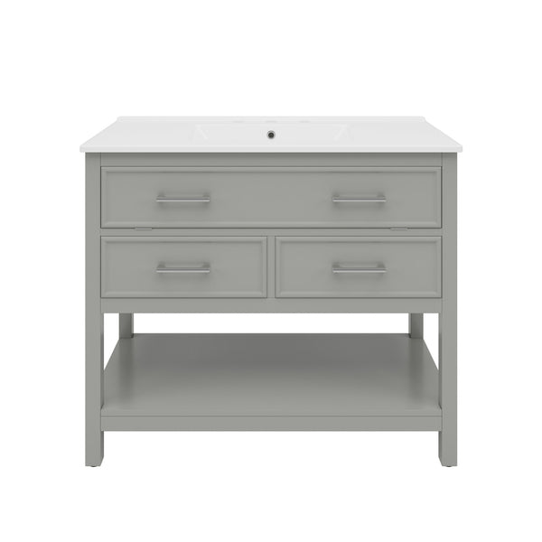 Bathroom Vanity With Ceramic Sink, Tip Out Tray & 2 Full Extension Drawers