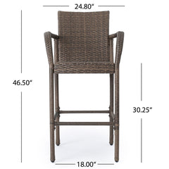 Outdoor Wicker Barstools With Rattan And Iron Frame