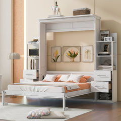 Murphy Wall Bed With Shelves, Drawers And LED Lights