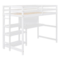 Loft Bed With Shelves, Desk And Writing Board