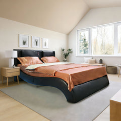 Platform Bed Frame With LED Lighting, Bluetooth Music, Vibration Massage