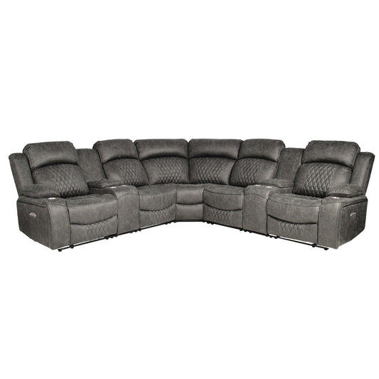 Power Motion Reclining Sectional Set With Console
