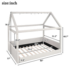 Upholstered House Style Daybed With LED Light Strips
