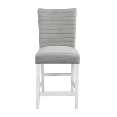 Elizaveta - Counter Height Chair (Set of 2) - Gray Velvet &White High Gloss