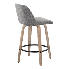 Toriano - Contemporary Fixed-Height Counter Stool & Swivel With Round Footrest (Set of 2)