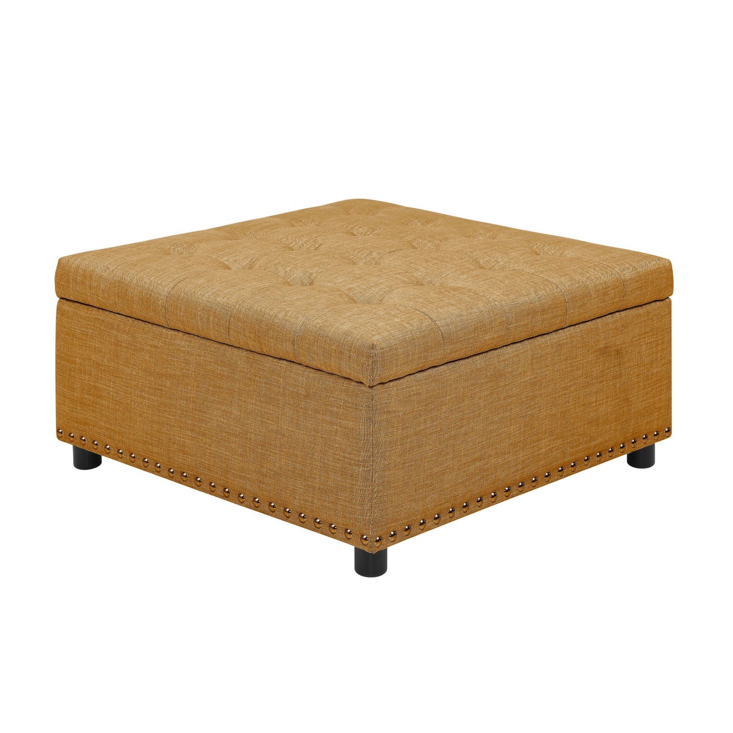 Tufted Storage Ottoman With Button Tufting And Nailhead Trim