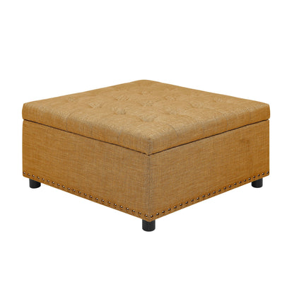 Tufted Storage Ottoman With Button Tufting And Nailhead Trim