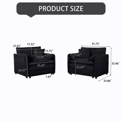 Modern Oversized Accent Chair, Comfy Single Sofa With Large Seat (Set of 2)