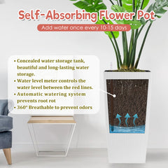 Large Self Watering Flower Pot With Drainage Holes & Inner Tray