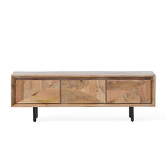 TV Stand With 3 Cabinets For TVs Up To 59" - Natural