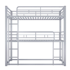 Triple Bunk Bed With Sturdy Construction And Space Saving Design
