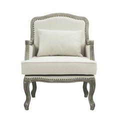 Tania - Chair With Pillow - Cream Linen & Gray