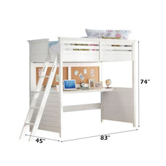 Lacey - Twin Loft Bed With Desk - White