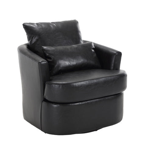 Modern Barrel Comfy Round Accent Sofa Chair, 360 Degree Swivel