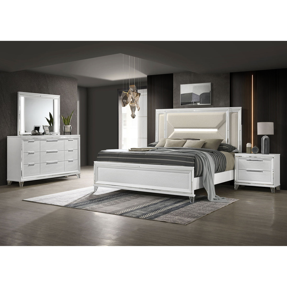 Modern Bedroom Set With LED Lighting