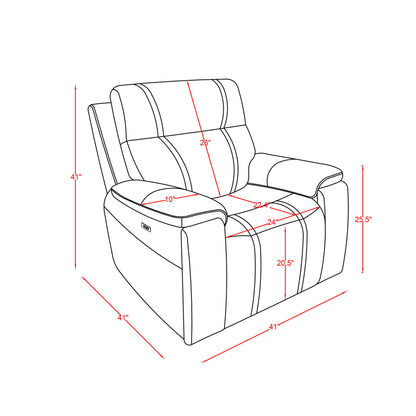 Gary - Power Recliner With Power Recline Motion, Pillow Top Arms, Hidden Cupholders - Black